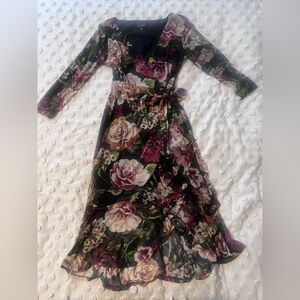 Floral Long Sleeve Sheer Dress